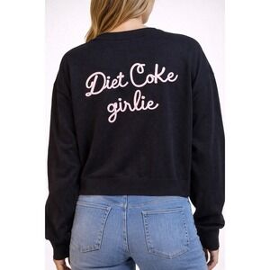 NWT Diet Coke Girlie Black Sweatshirt Pullover Women's Size XL Graphic coquette
